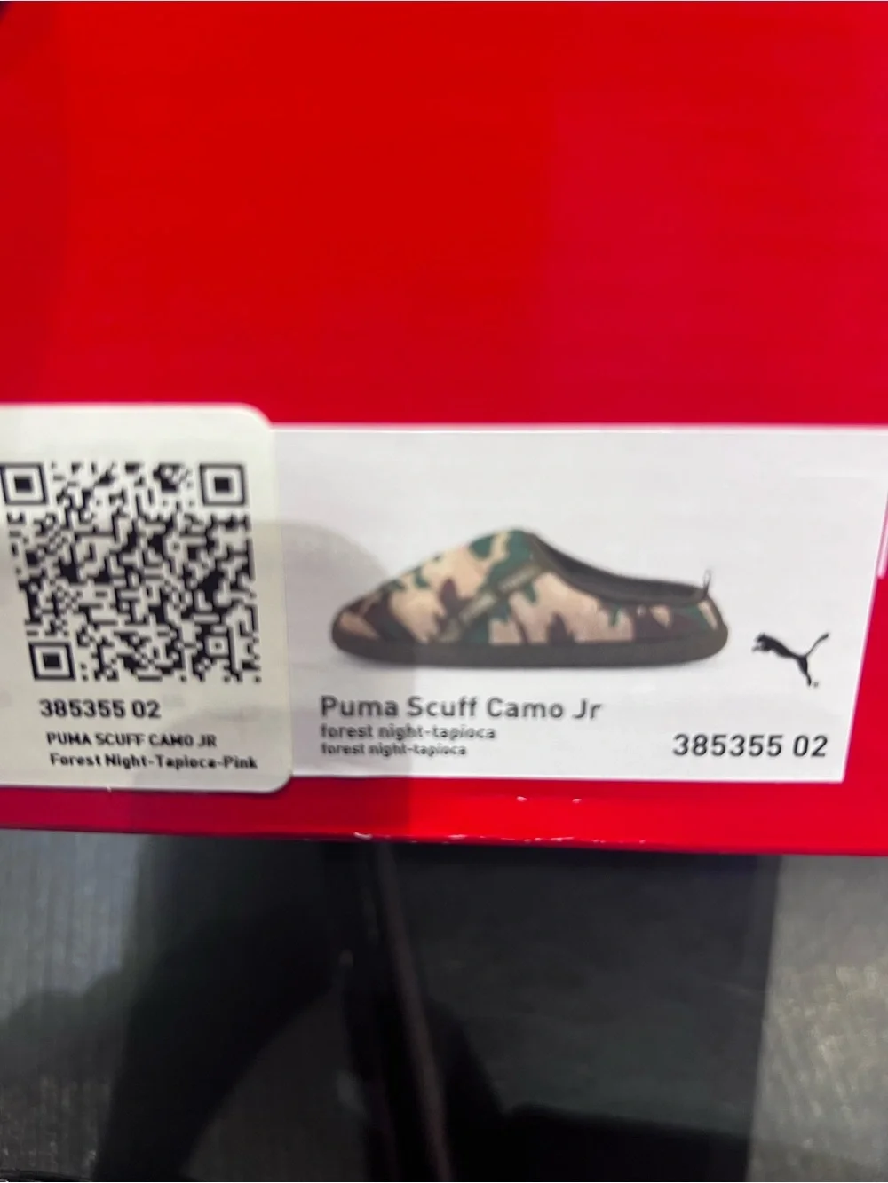 Puma Kids Green and Beige Camo Slip-On Slippers